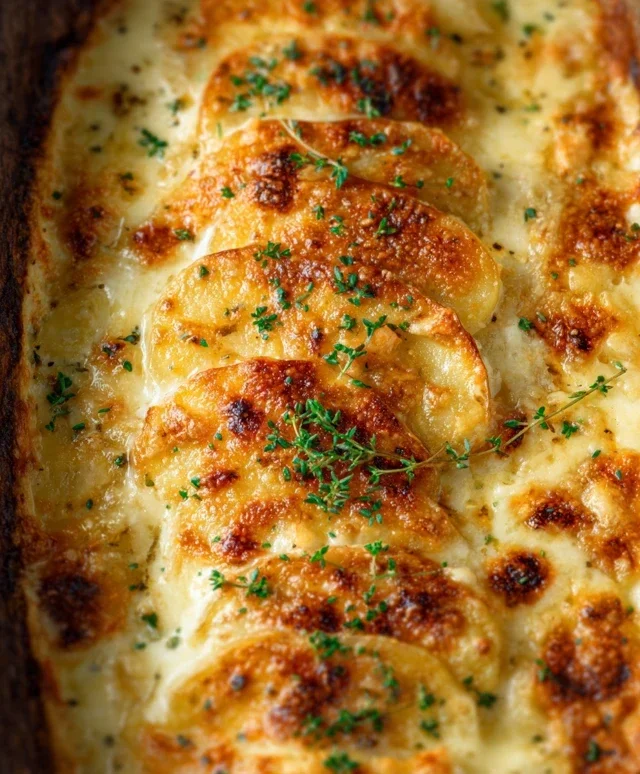 Roasted Garlic Potatoes au Gratin