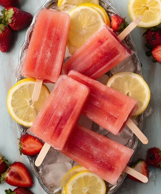 Strawberry Lemonade Popsicles
