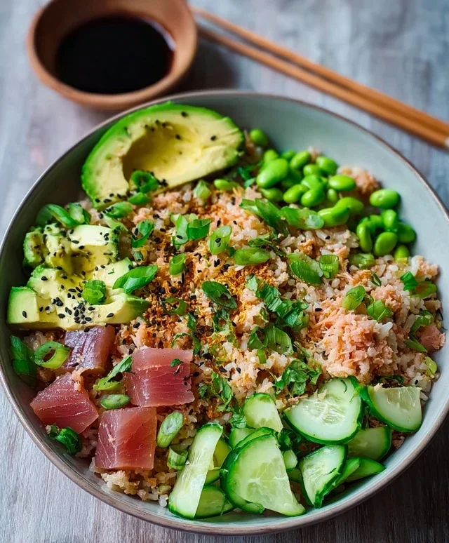 Tuna Avocado Crispy Rice Salad