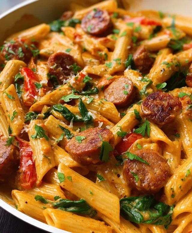 One Pot Creamy Cajun Sausage Pasta (30-Minutes)