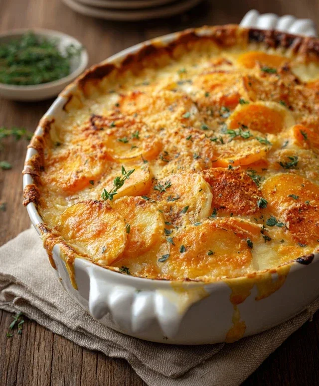Cheesy Garlic Carrot Gratin – Creamy, Sweet & Savory