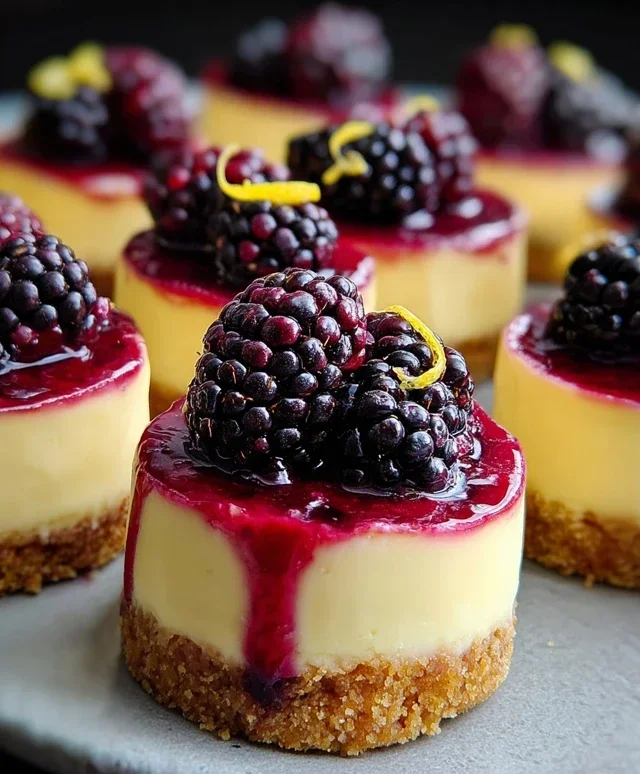 Lemon Raspberry Blackberry Mini Cheesecakes