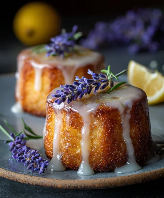 Mini Lemon Cakes With Lavender Glaze