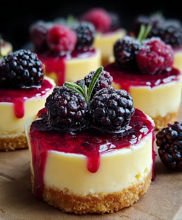 Lemon Raspberry Blackberry Mini Cheesecakes