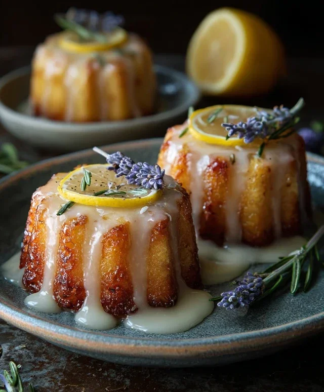 Mini Lemon Cakes With Lavender Glaze