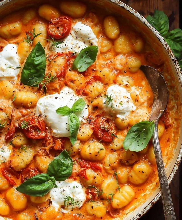 30 Minute Creamy Tomato Gnocchi with Burrata