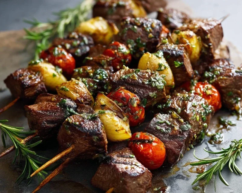 Rosemary Garlic Steak Kebabs