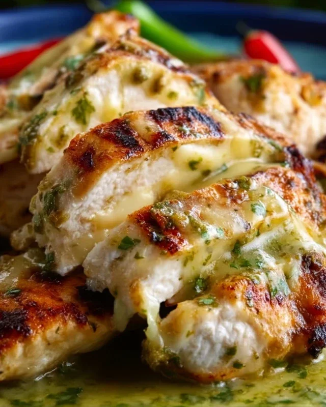 Grilled Salsa Verde Pepper Jack Chicken