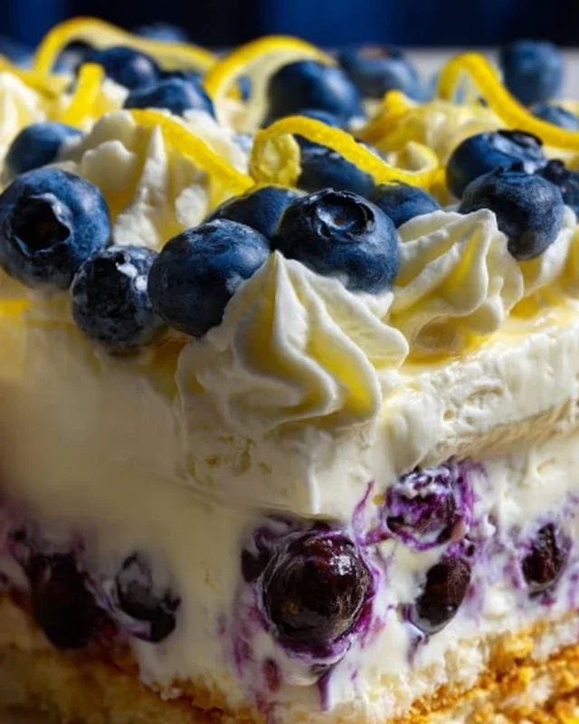 No-Bake Lemon dazzling Blueberry cream Cake
