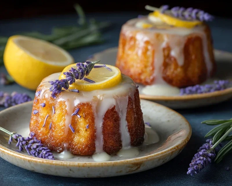 Mini Lemon Cakes With Lavender Glaze