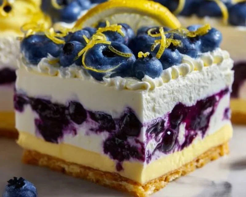 No-Bake Lemon dazzling Blueberry cream Cake