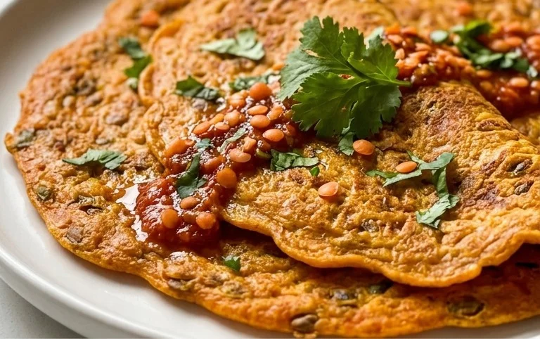 Masoor Dal Chilla | Savory Red Lentil Pancakes
