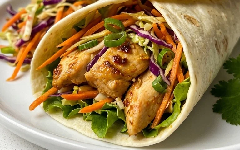Thai Chicken Wrap with Crunchy Asian Slaw