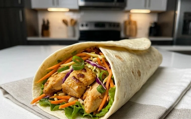 Thai Chicken Wrap with Crunchy Asian Slaw