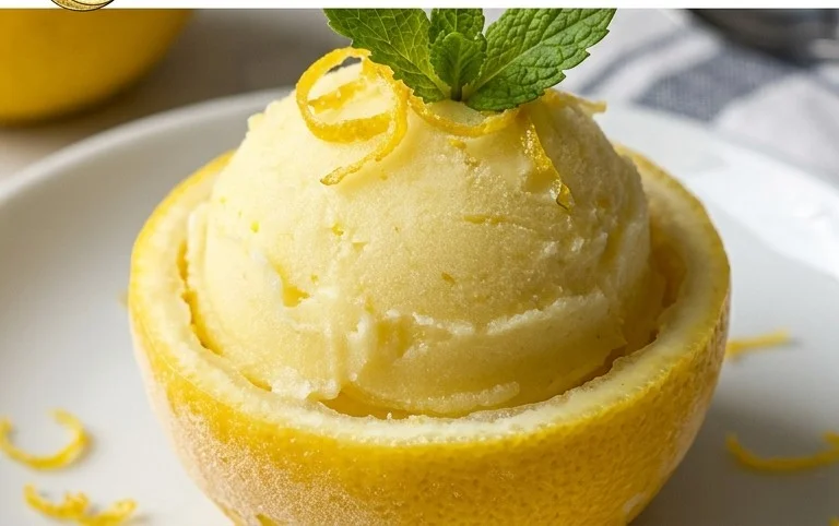 Sorbetto di Limone Dressed Up in a Frozen Lemon Shell