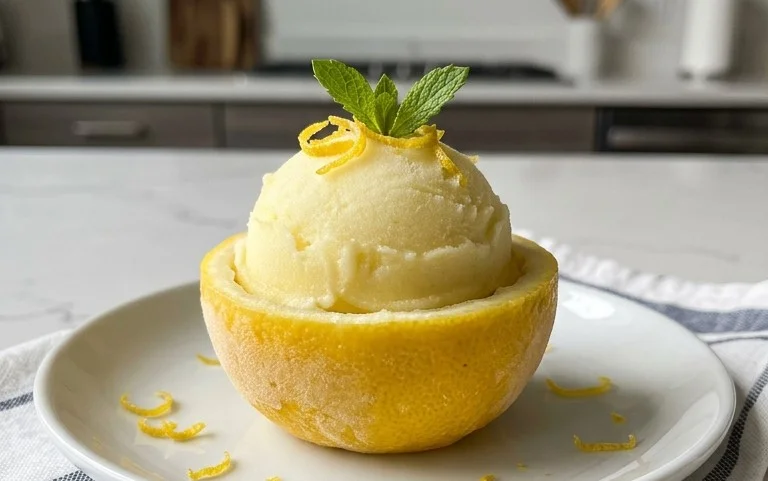 Sorbetto di Limone Dressed Up in a Frozen Lemon Shell