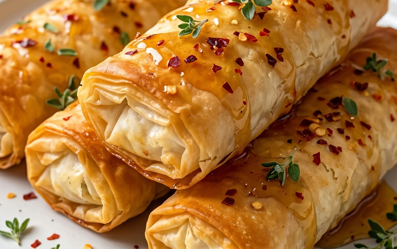 Indulgent Oven Fried Feta Rolls with Chili Honey Magic