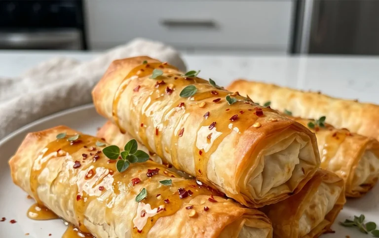 Indulgent Oven Fried Feta Rolls with Chili Honey Magic