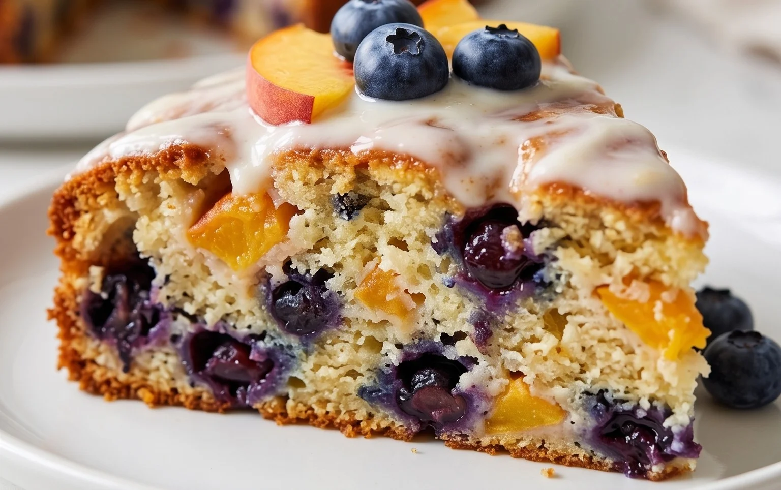 Peach and Blueberry Greek Yogurt Cake