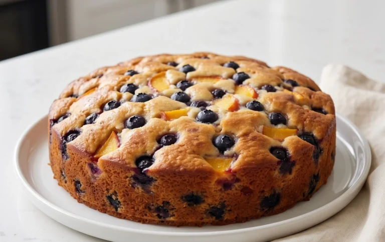 Peach and Blueberry Greek Yogurt Cake