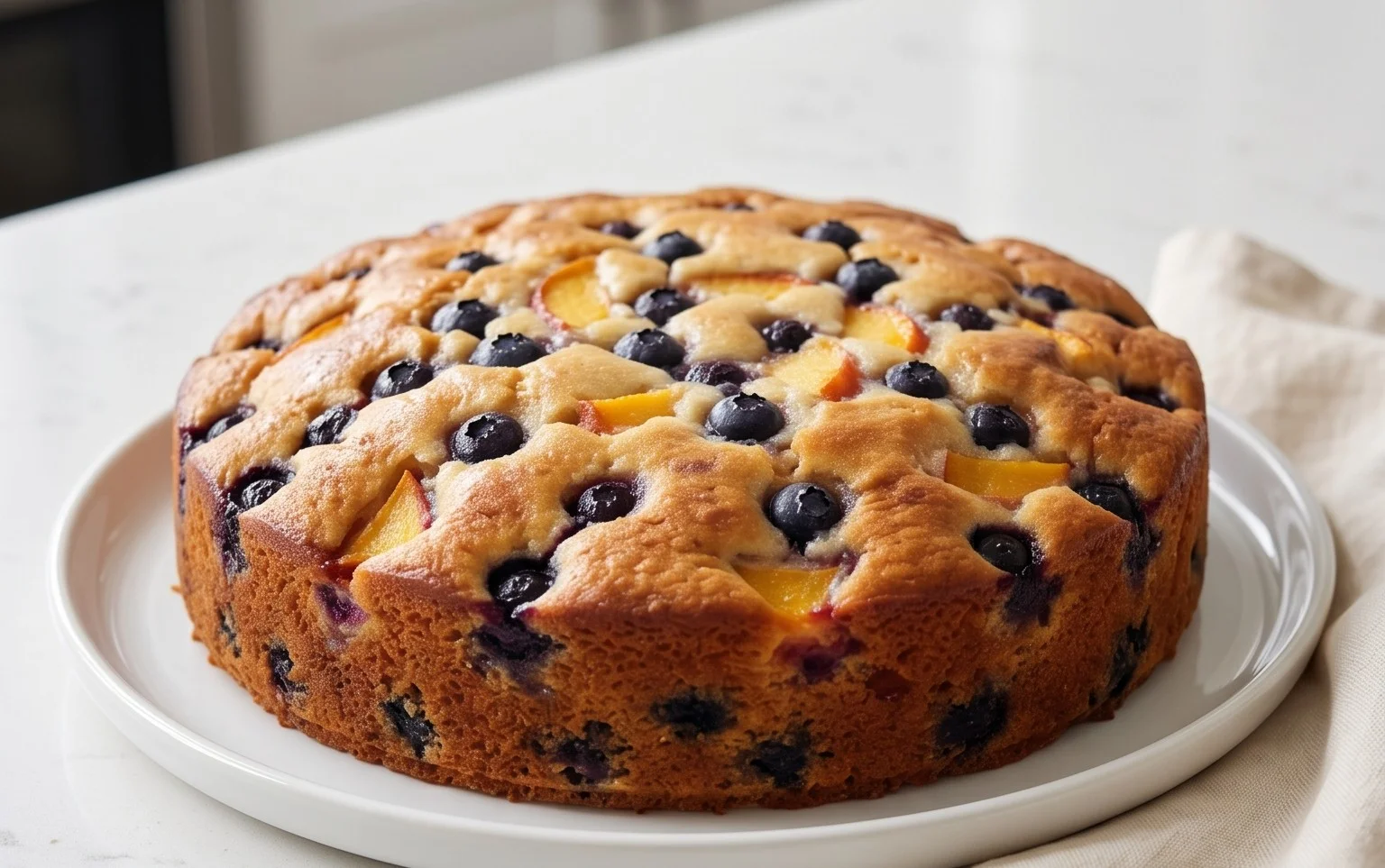 Peach and Blueberry Greek Yogurt Cake