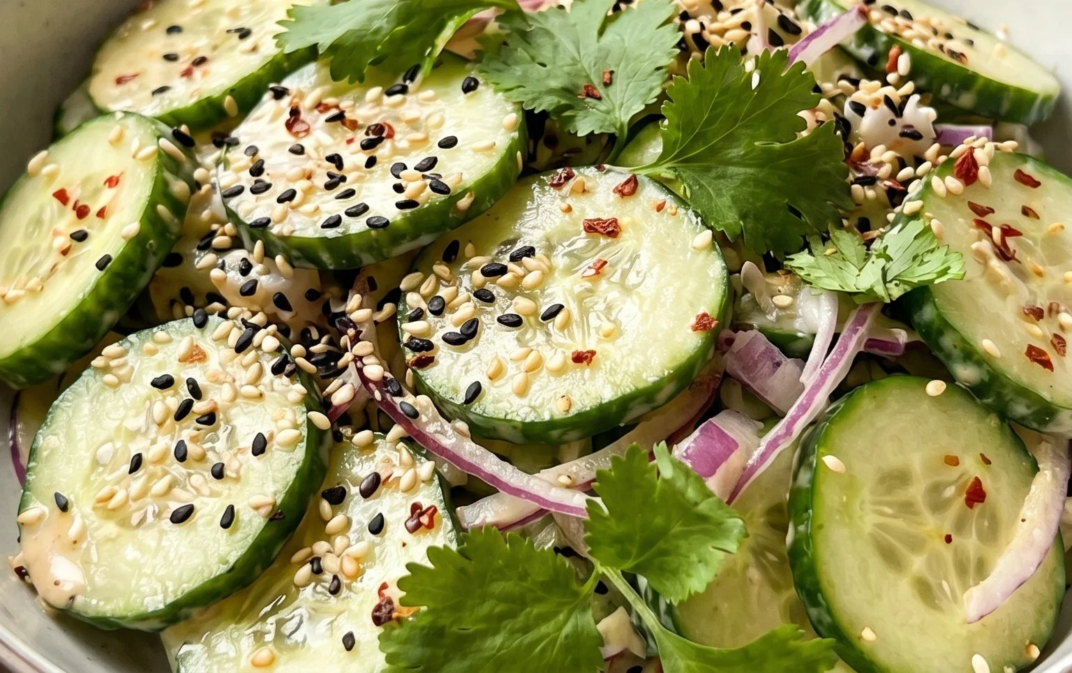 Creamy Asian Cucumber Salad Bowl