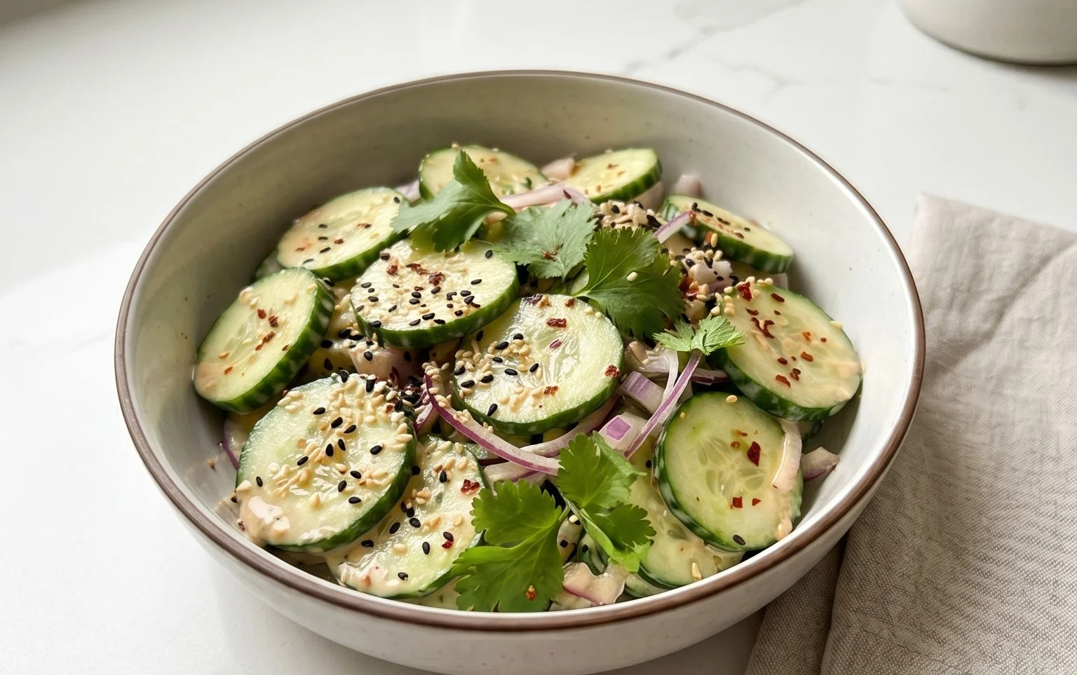 Creamy Asian Cucumber Salad Bowl