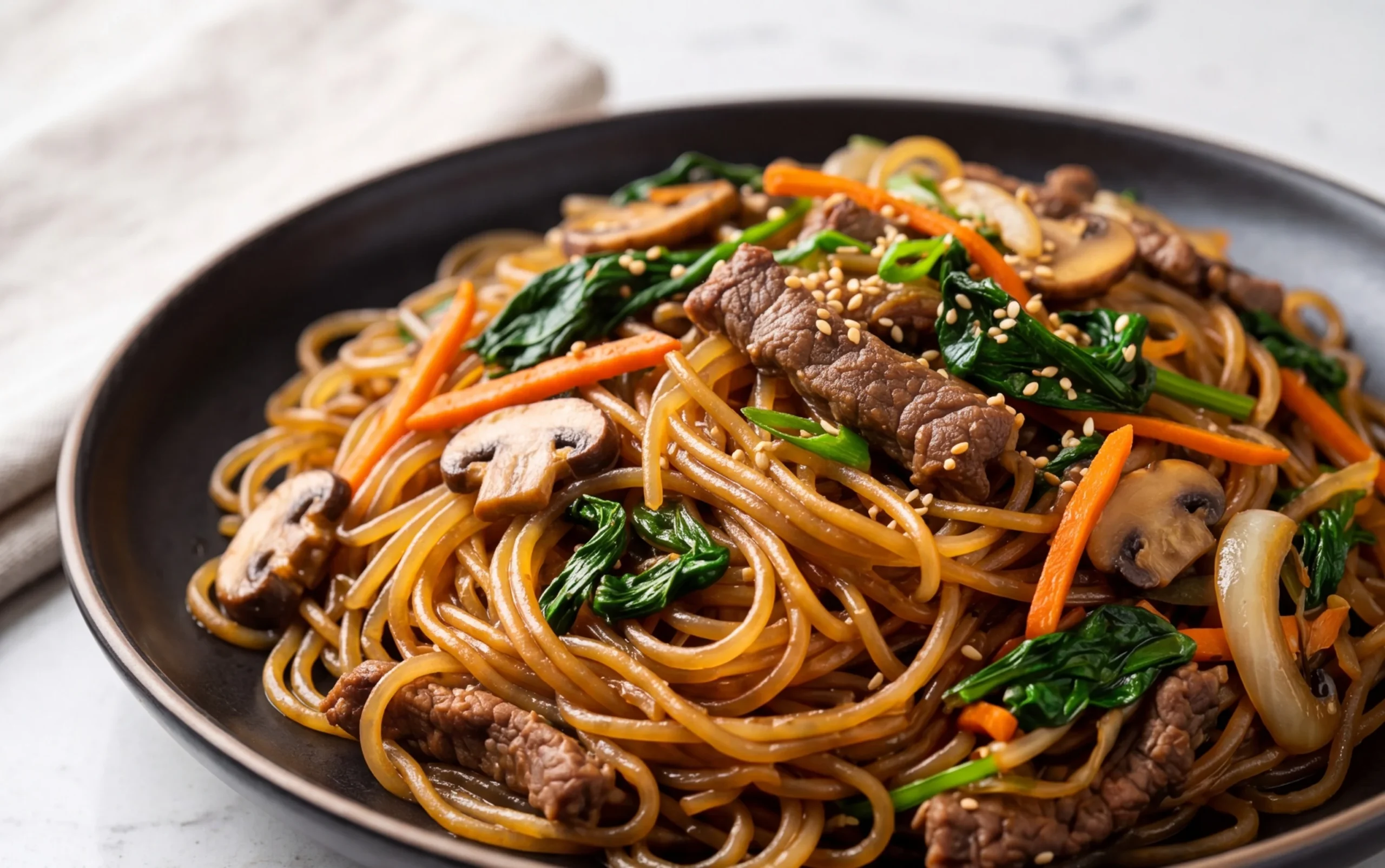 Japchae (Korean Glass Noodle Stir Fry)