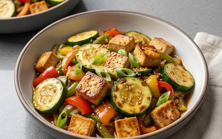 Zucchini Stir Fry With Tofu (Vegan)