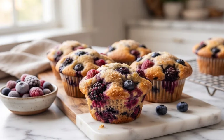 Bakery Style Mixed Berry Muffins | with Frozen Berries