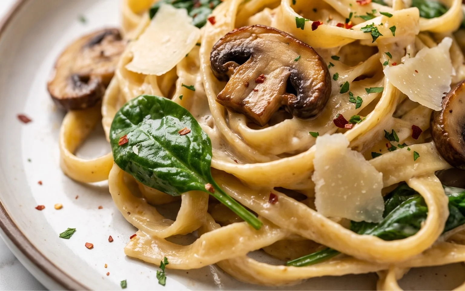 Parmesan Spinach Mushroom Pasta Skillet