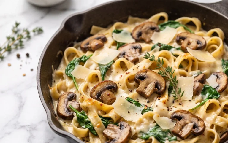 Parmesan Spinach Mushroom Pasta Skillet
