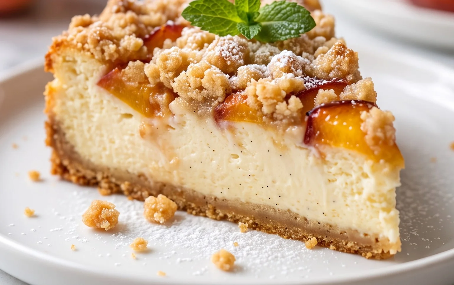Peach Cream Cheese Cake with Streusel Topping