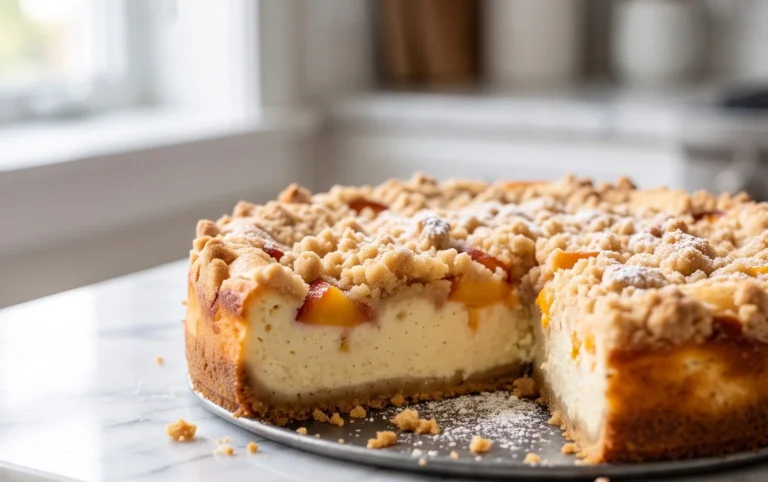 Peach Cream Cheese Cake with Streusel Topping