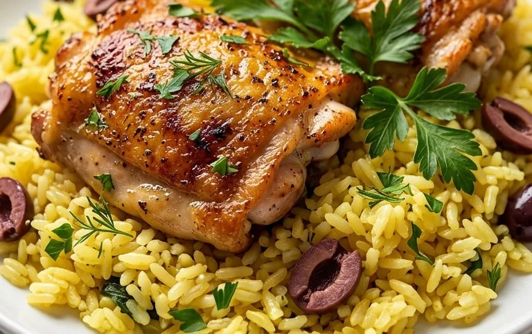 Greek Chicken and Lemon Rice (30 Minutes, One-Pot)