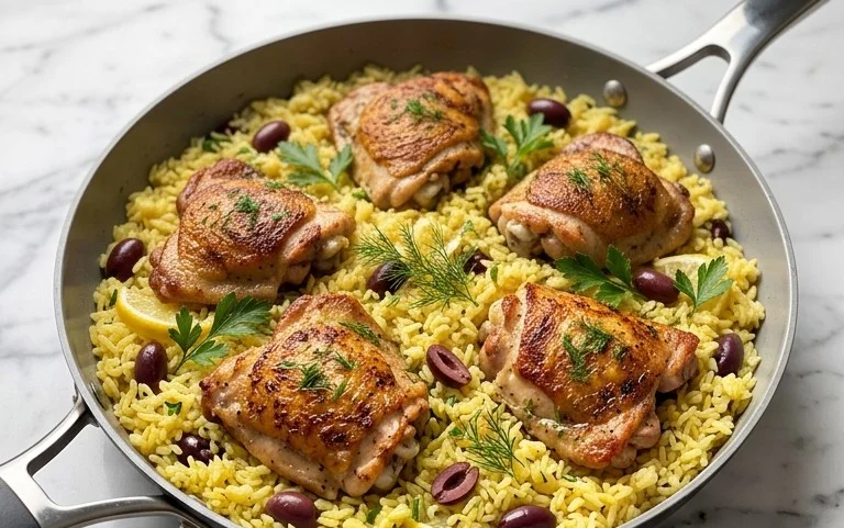 Greek Chicken and Lemon Rice (30 Minutes, One-Pot)