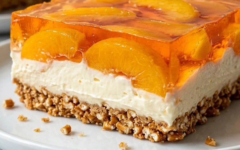 Peach Pretzel Salad Dessert