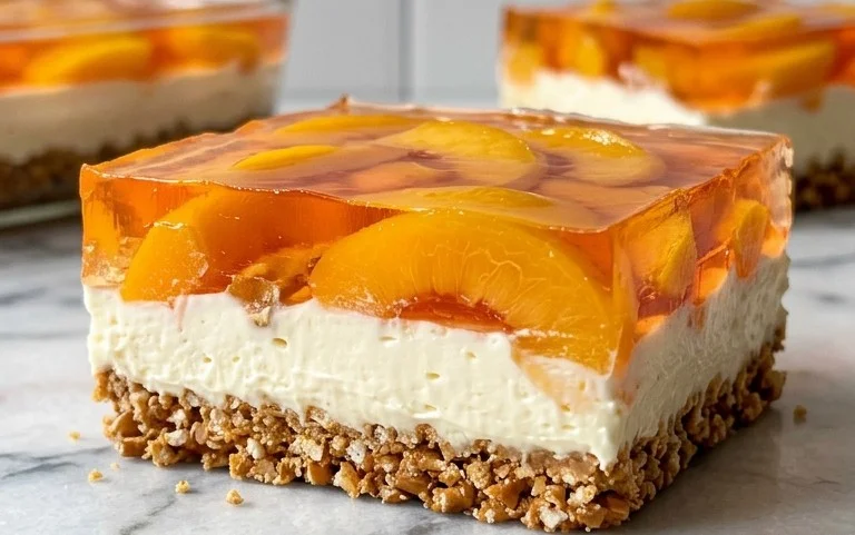 Peach Pretzel Salad Dessert