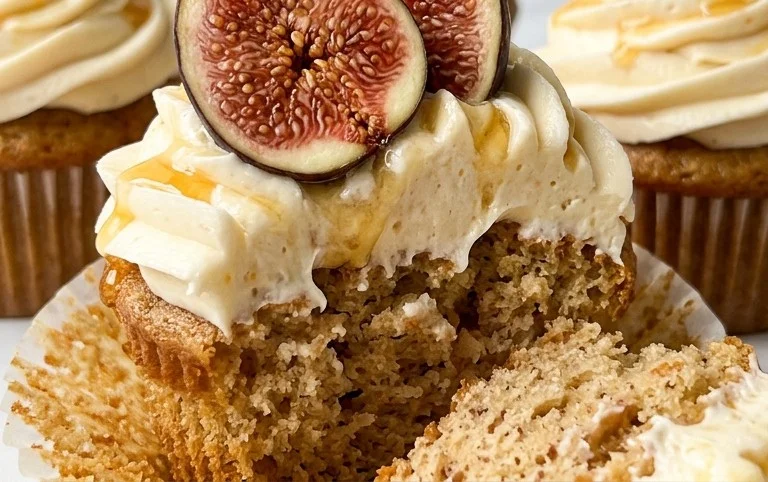 Fig Cupcakes with Honey Cream Cheese Frosting