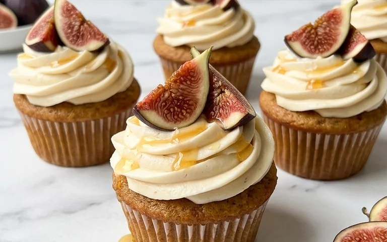 Fig Cupcakes with Honey Cream Cheese Frosting