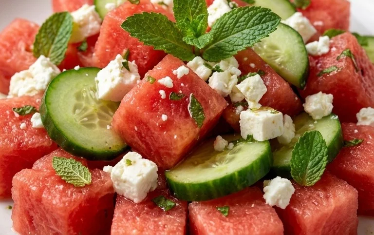 Watermelon Salad with Cucumber and Feta