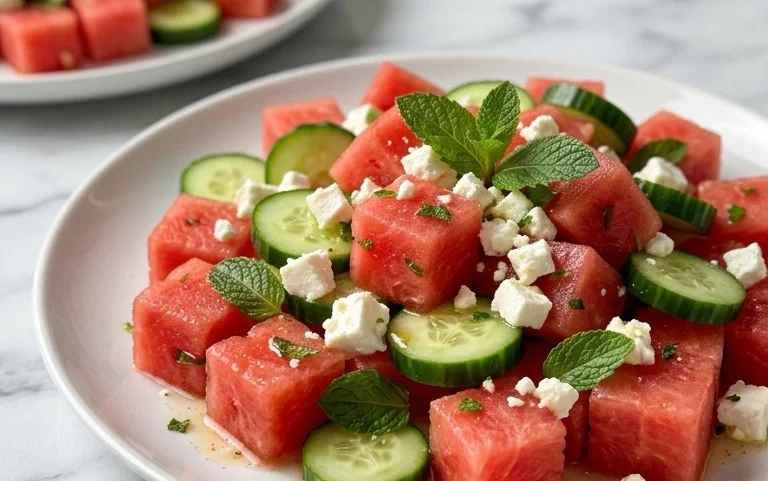 Watermelon Salad with Cucumber and Feta