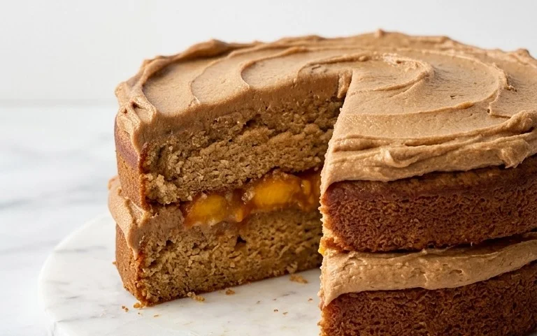 Brown Sugar Layer Cake with Peach Filling